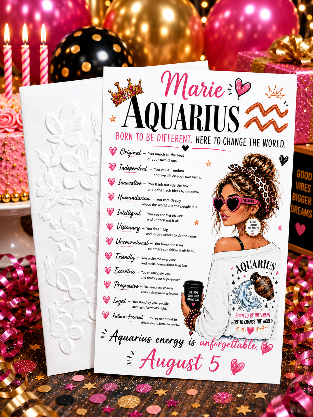 Personalized Aquarius Birthday Card