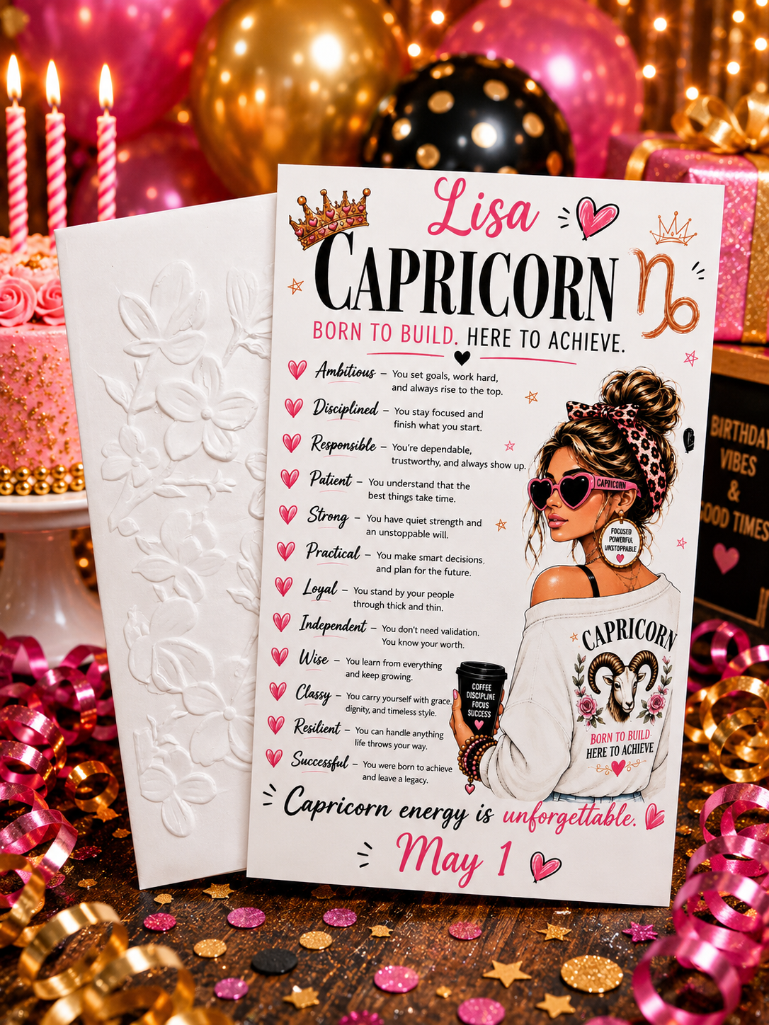 Personalized Capricorn Birthday Card