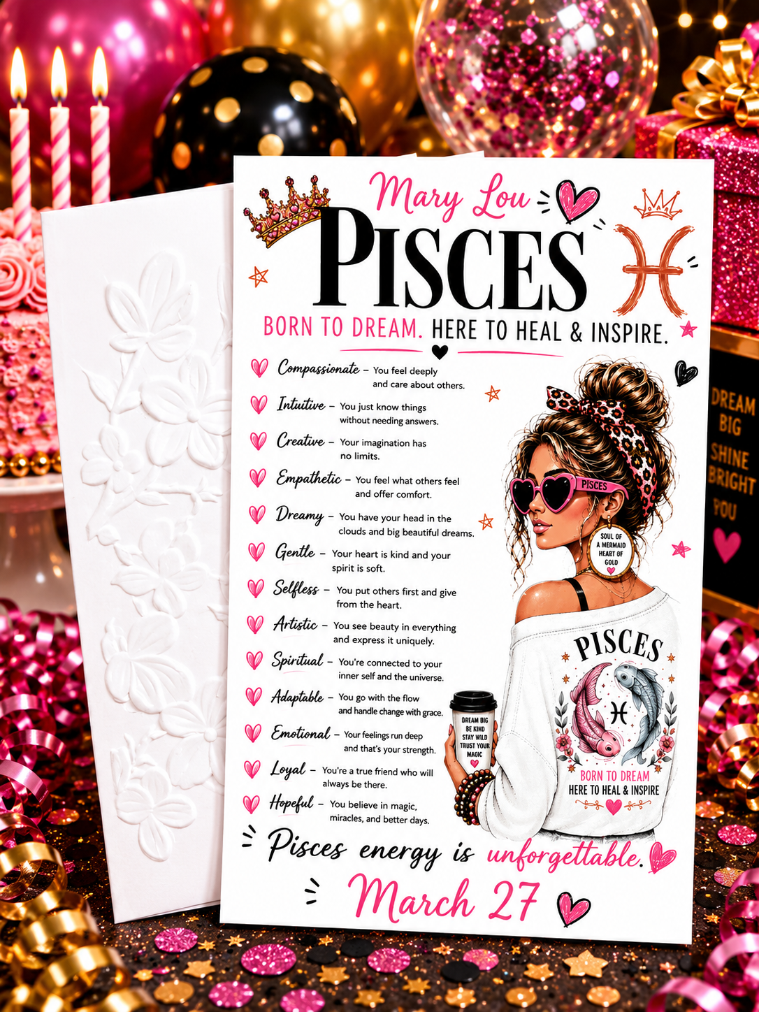 Personalized Pisces Birthday Card
