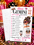 Personalized Gemini Birthday Card