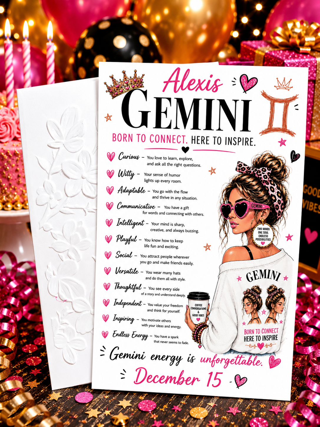 Personalized Gemini Birthday Card