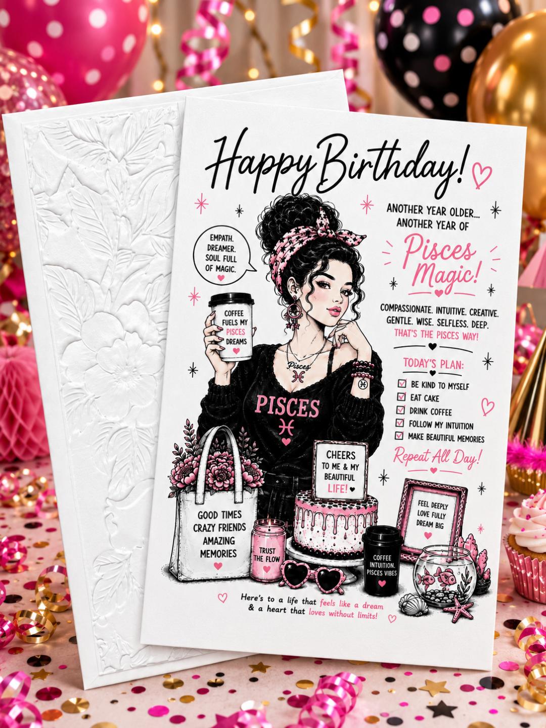 Personalized Pisces Birthday Card